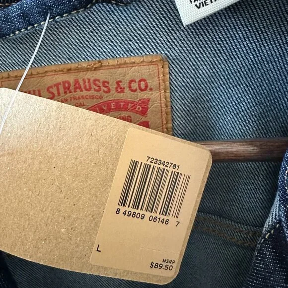 Levis Dark Wash Large Blue Denim Jacket  NWT - Picture 3 of 16